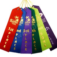 Customize design printing bulk satin level tag award ribbons