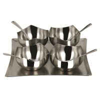 Brass Stainless Steel Ice Cream Bowl Sets With Spoon and Tray